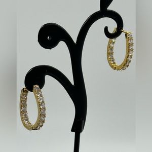 3/4 Inch Gold Crystal Hoop Earrings Made w/ Swarovski Crystals